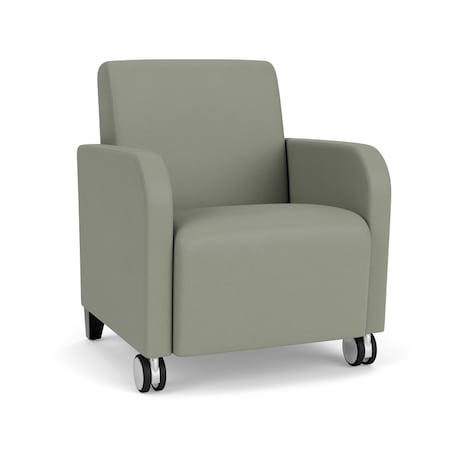 Siena Lounge Reception Guest Chair W/ Front Casters, Black Wood Back Legs, OH Eucalyptus Uph